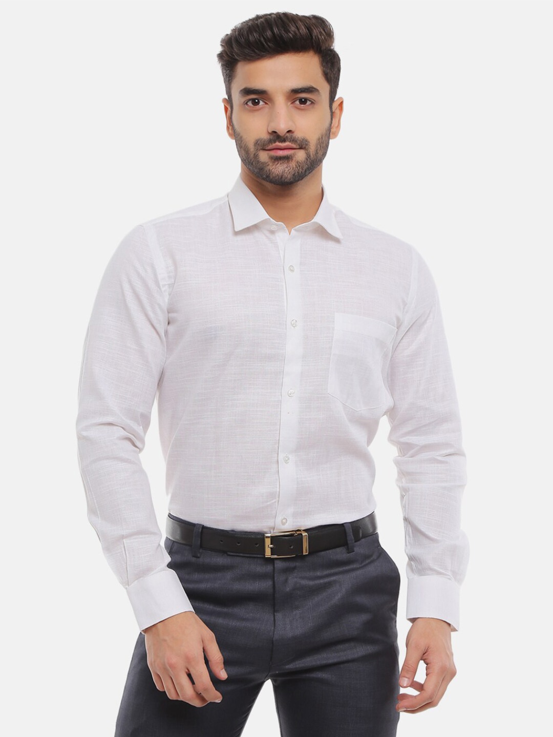 

V-Mart Men White Cotton Formal Shirt