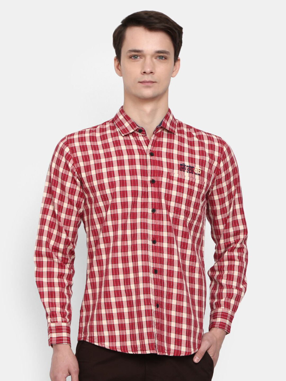 

V-Mart Men Red Checked Casual Shirt