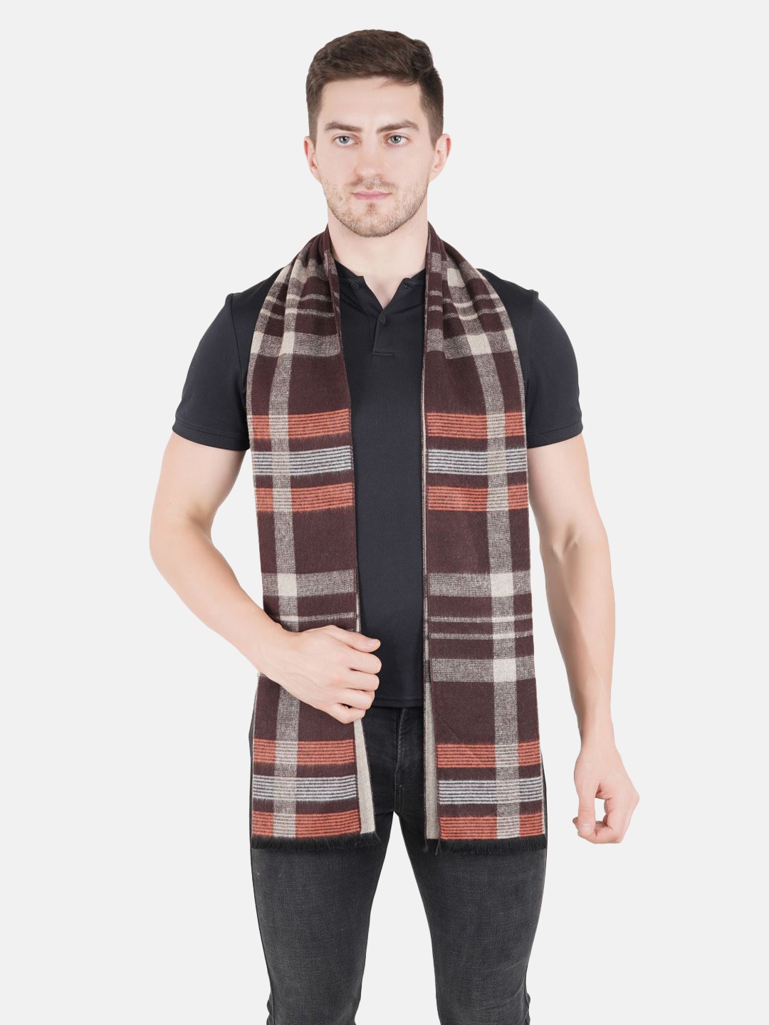 

MUFFLY Brown Checked Reversible Mufflers