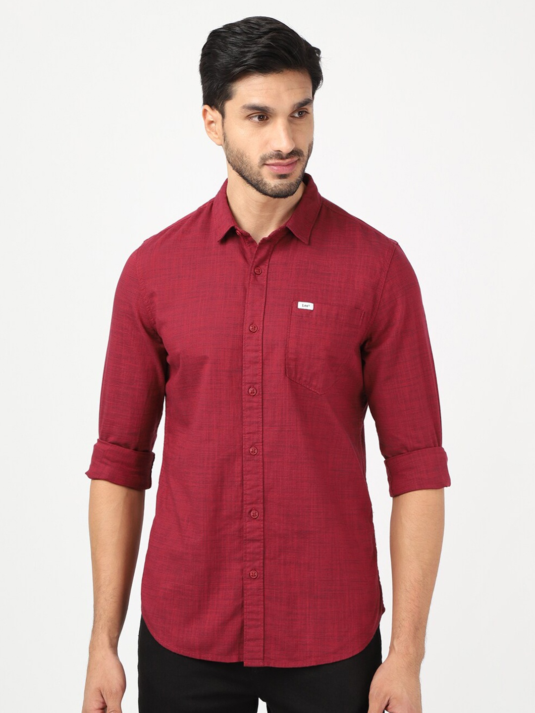 

Lee Men Maroon Classic Slim Fit Casual Shirt