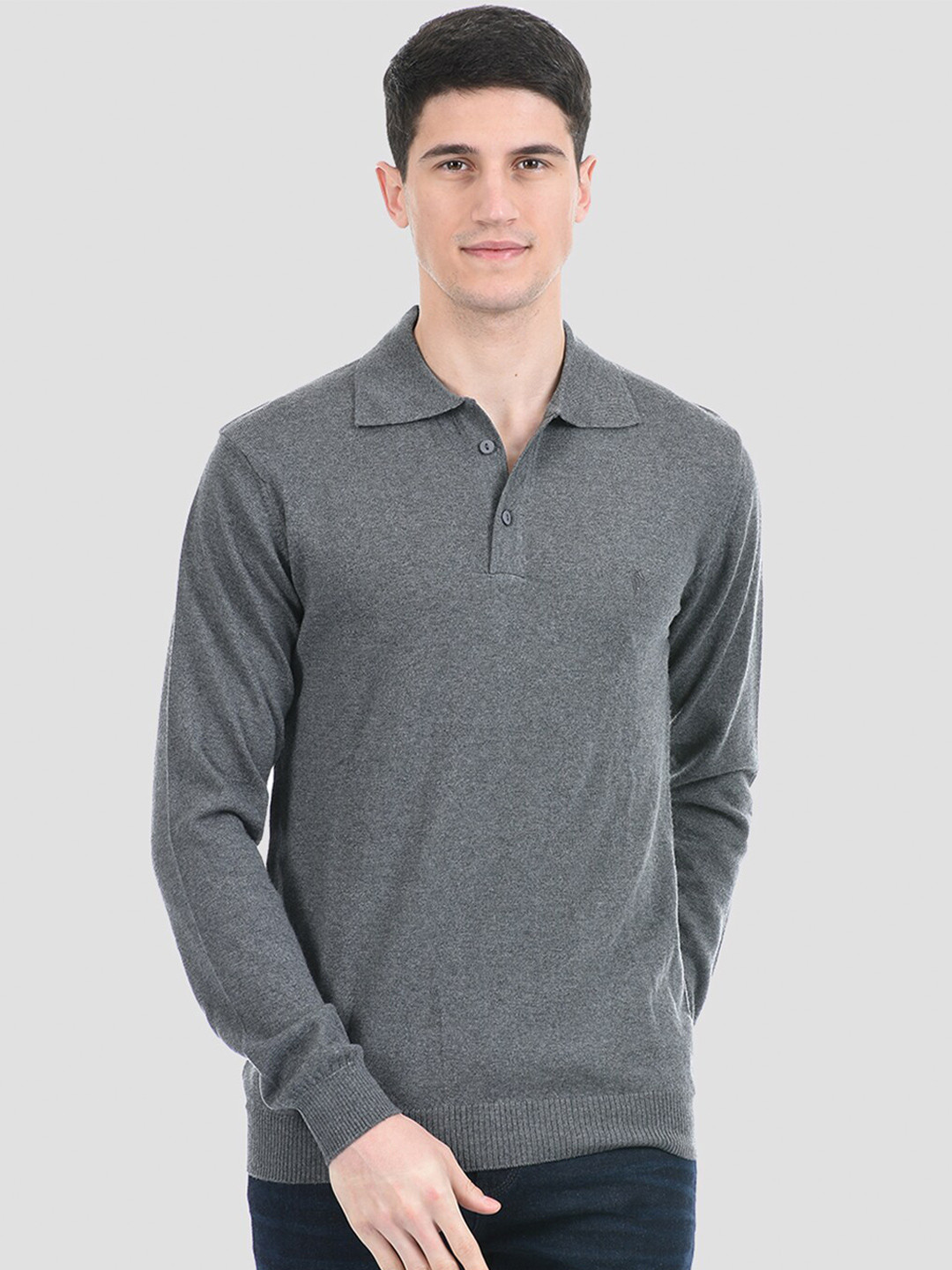 

PORTOBELLO Men Grey Solid Pullover