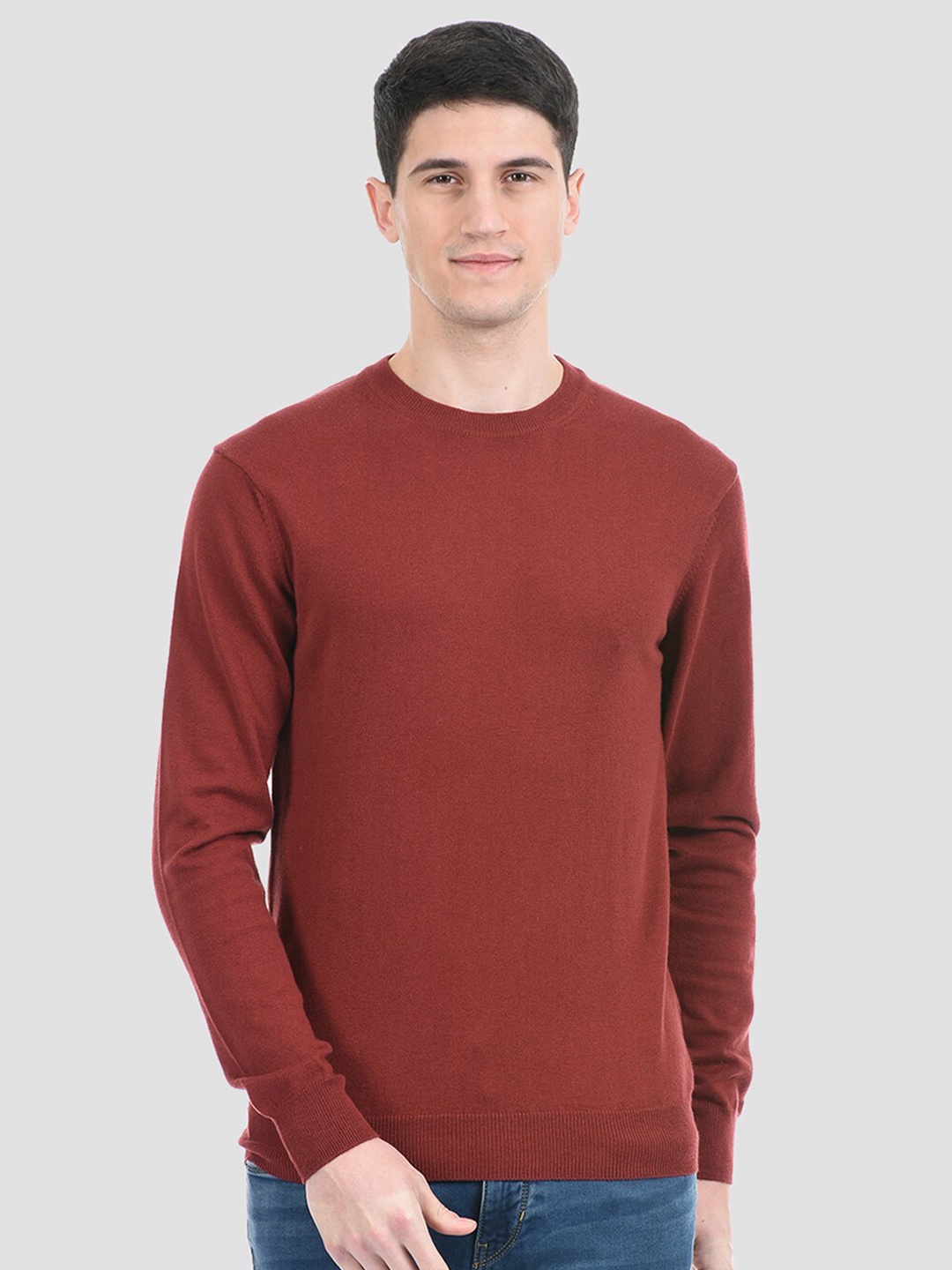 

PORTOBELLO Men Maroon Solid Pullover