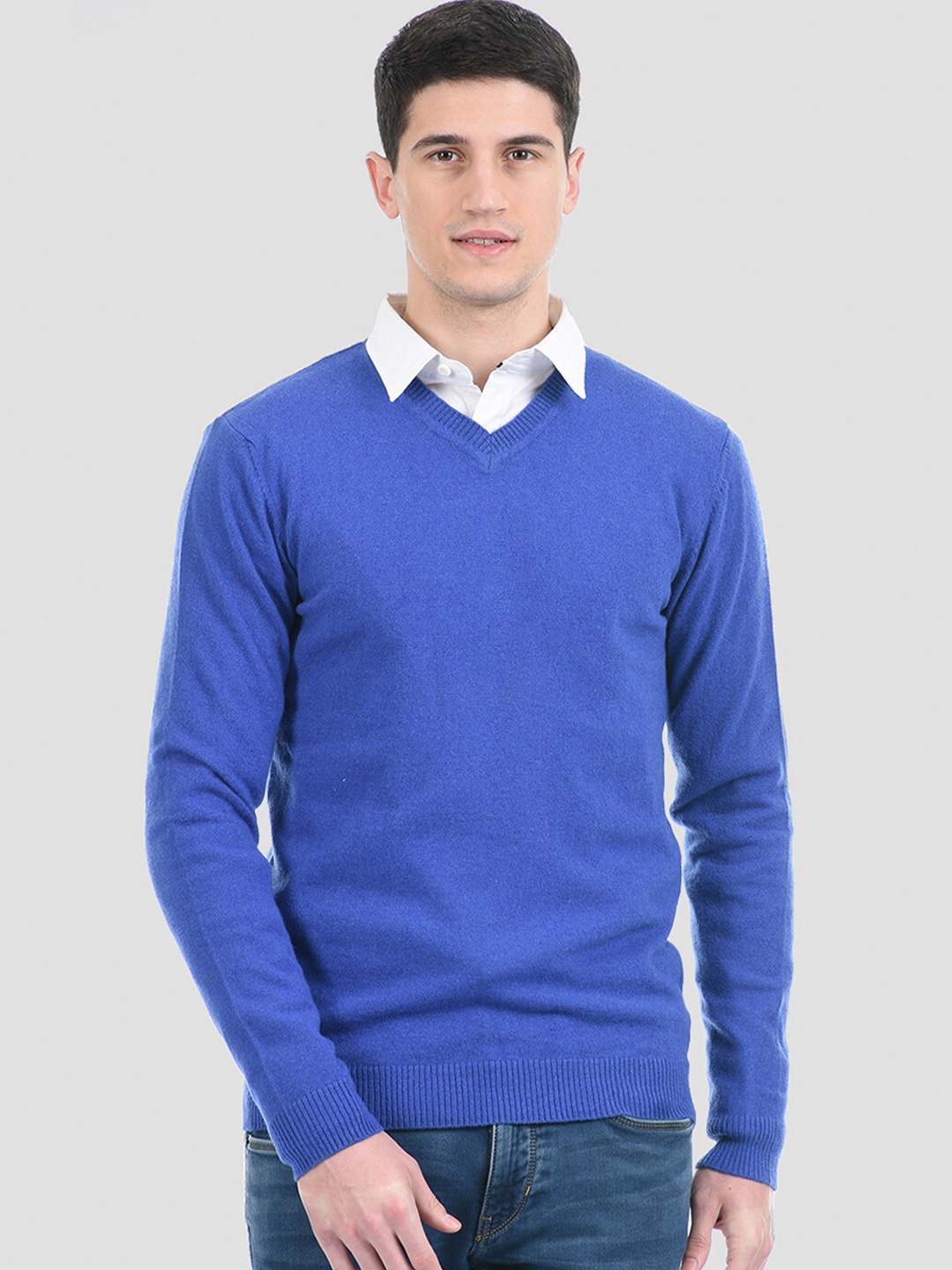 

PORTOBELLO Men Blue Solid Pullover