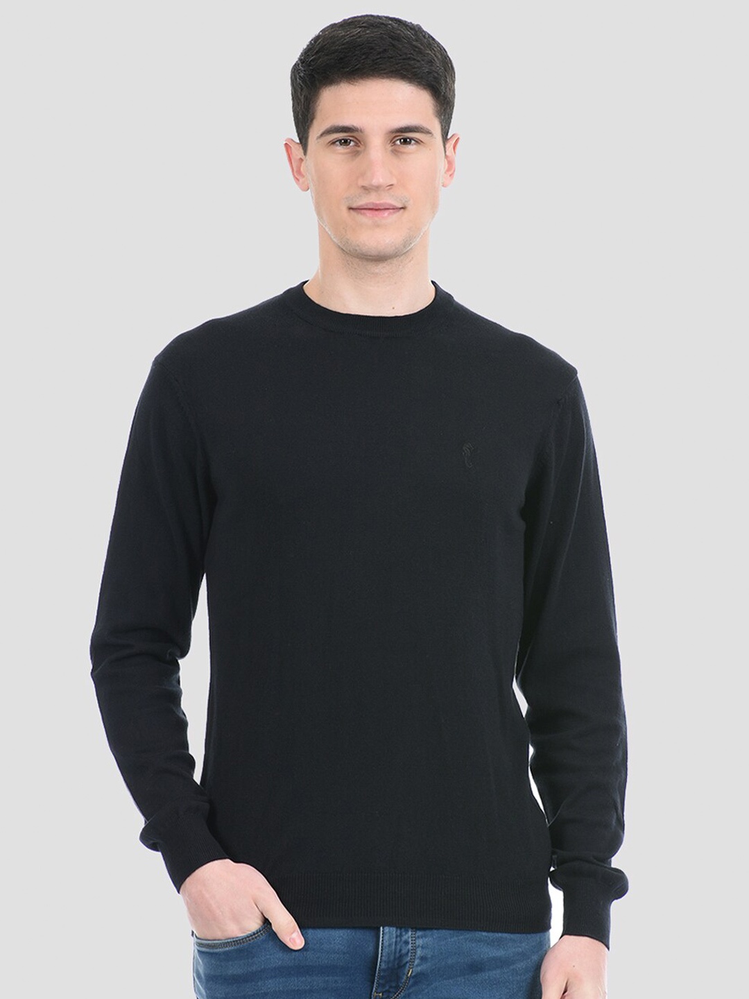 

PORTOBELLO Men Black Solid Pullover