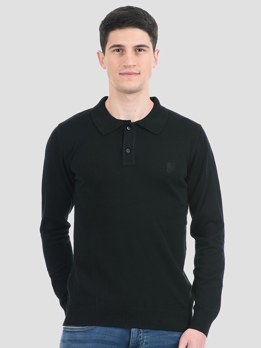 

PORTOBELLO Men Black Cotton Pullover