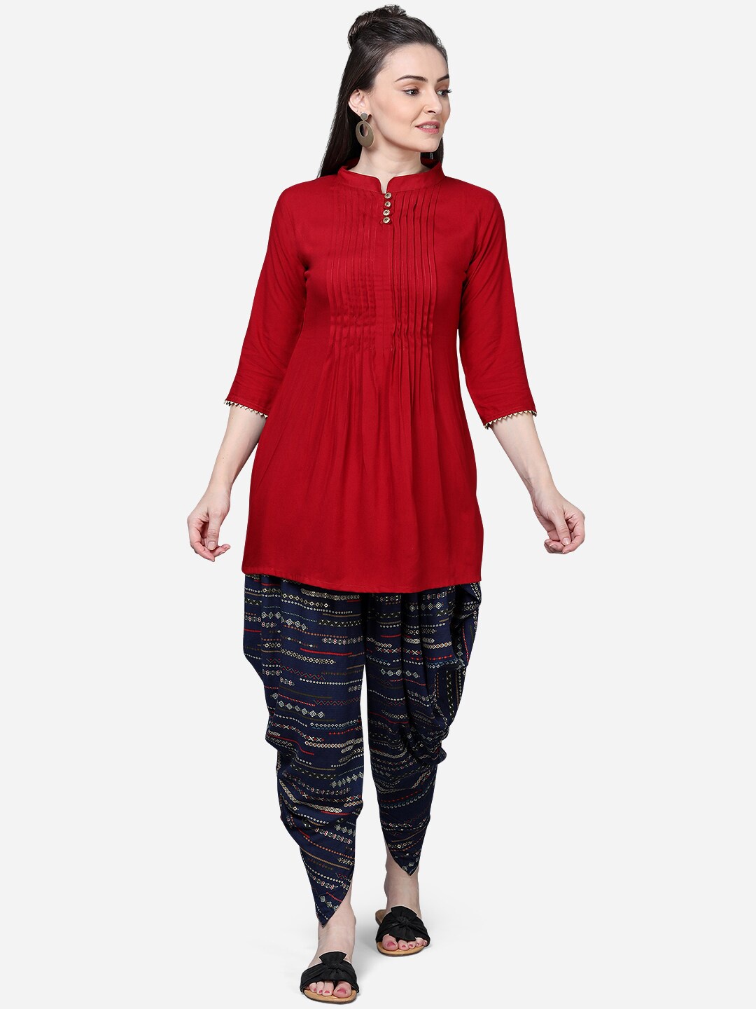 

J TurriKurtisis Women Maroon Kurti with Dhoti Pants