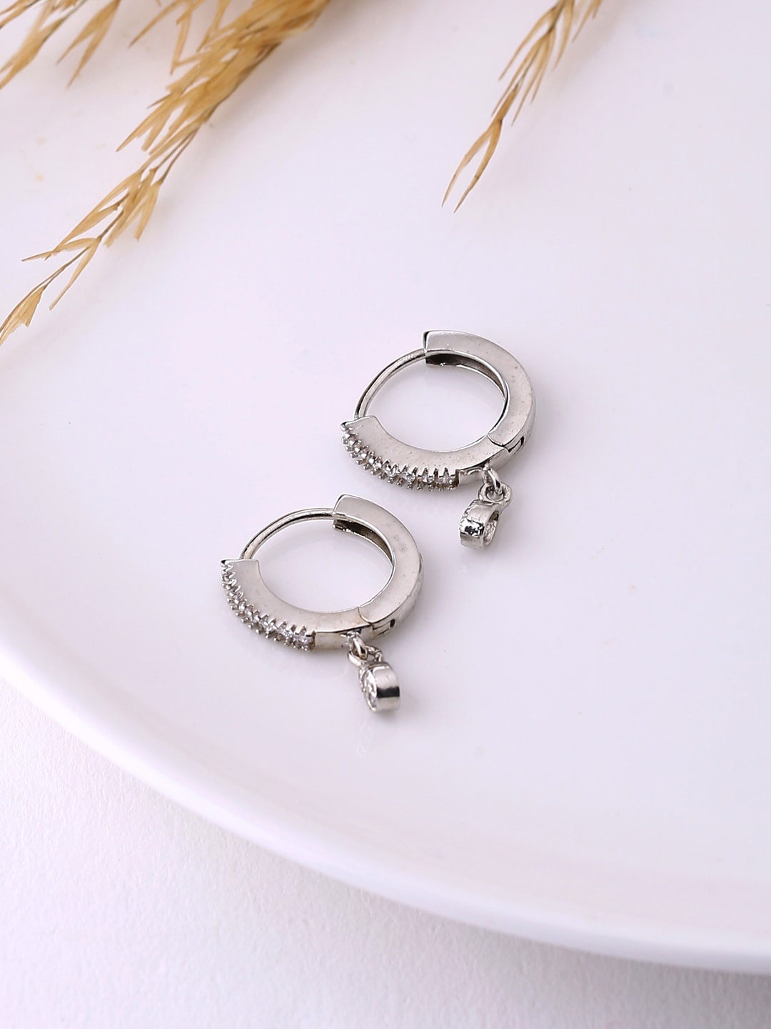 

ADORN by Nikita Ladiwala Silver-Toned Circular Drop Earrings