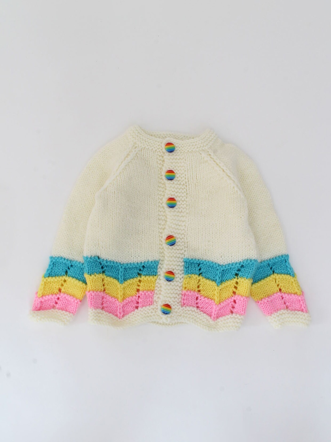 

Woonie Unisex Kids White & Blue Striped Cardigan