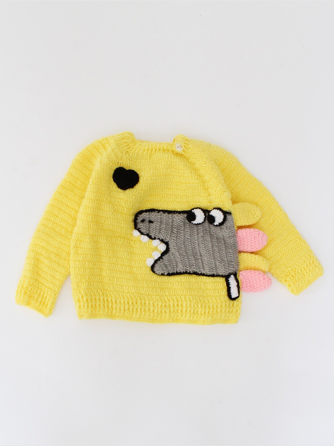 

Woonie Unisex Kids Yellow & Grey Quirky Pullover