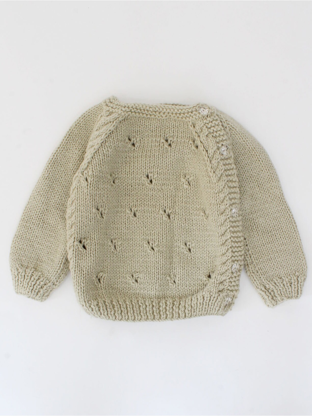 

Woonie Unisex Kids Beige Cable Knit Pullover