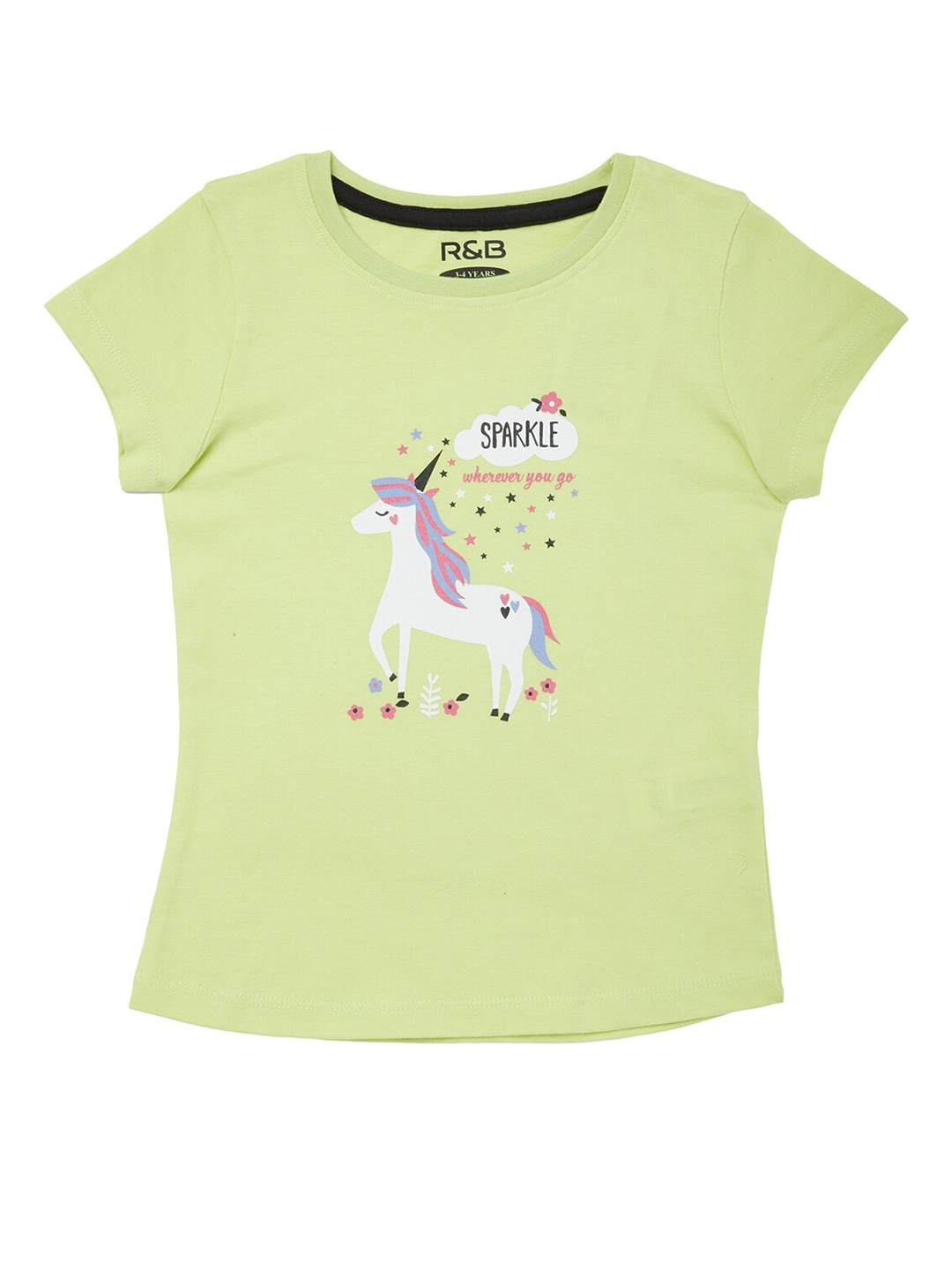 

R&B Girls Green Printed T-shirt