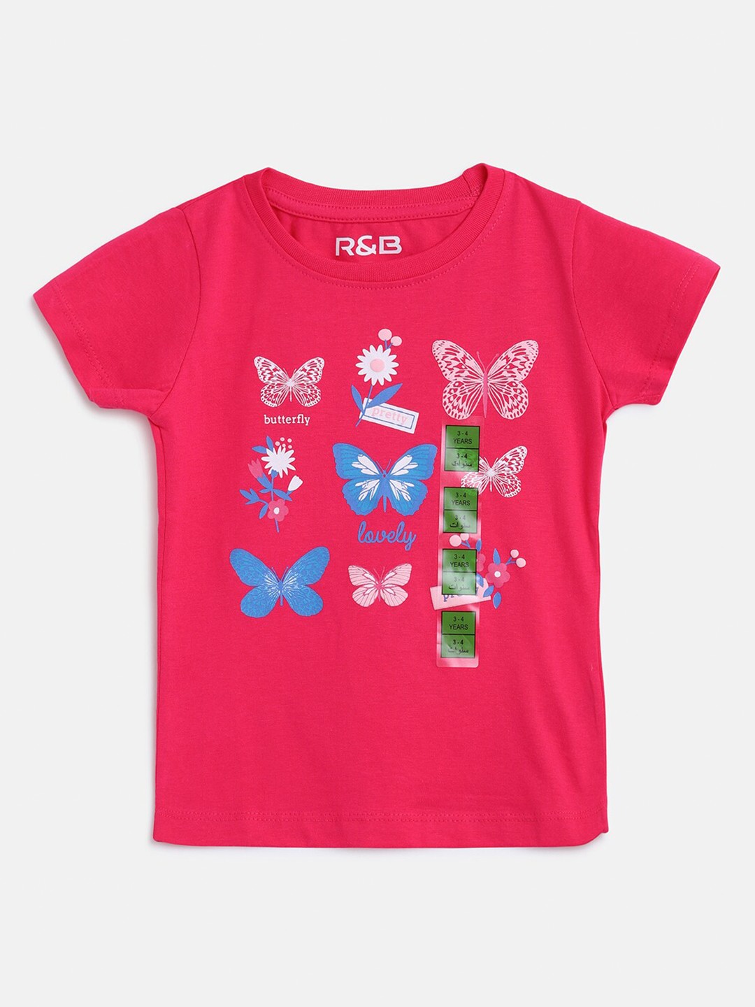 

R&B Girls Pink & White Printed T-shirt