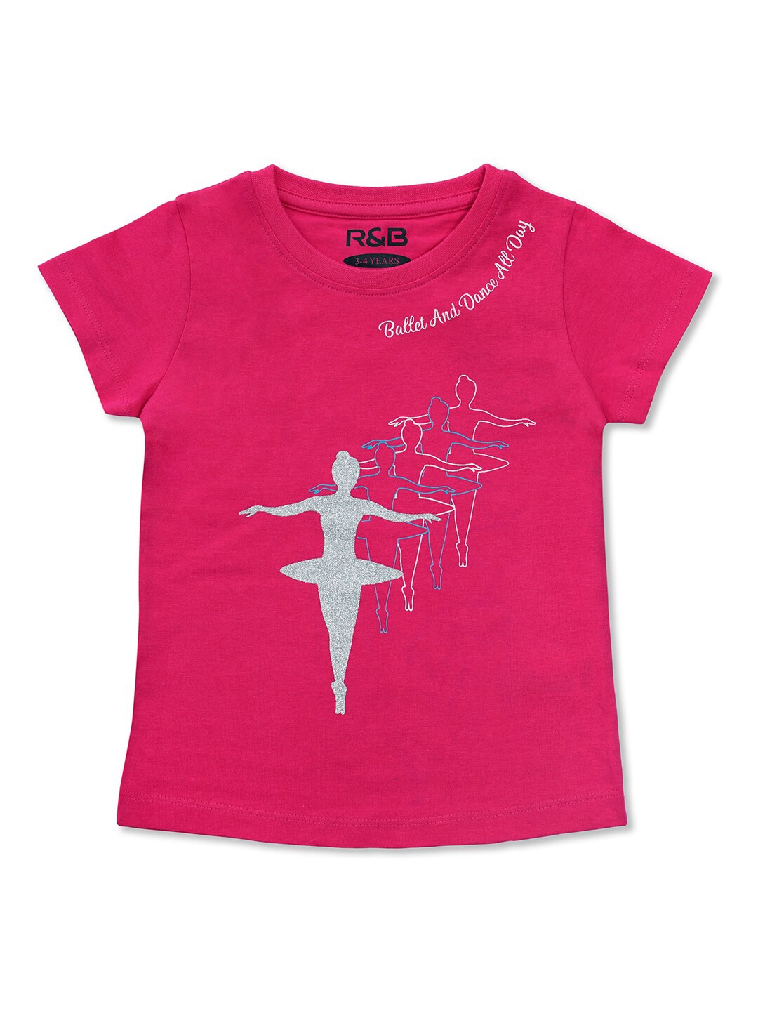 

R&B Girls Fuchsia Printed Cotton T-shirt