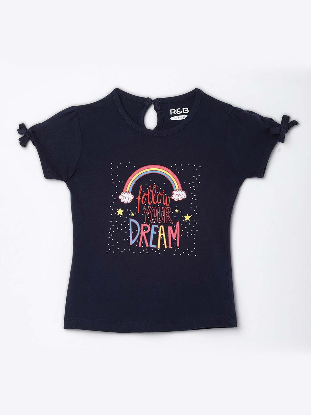 

R&B Girls Navy Blue Typography Printed T-shirt