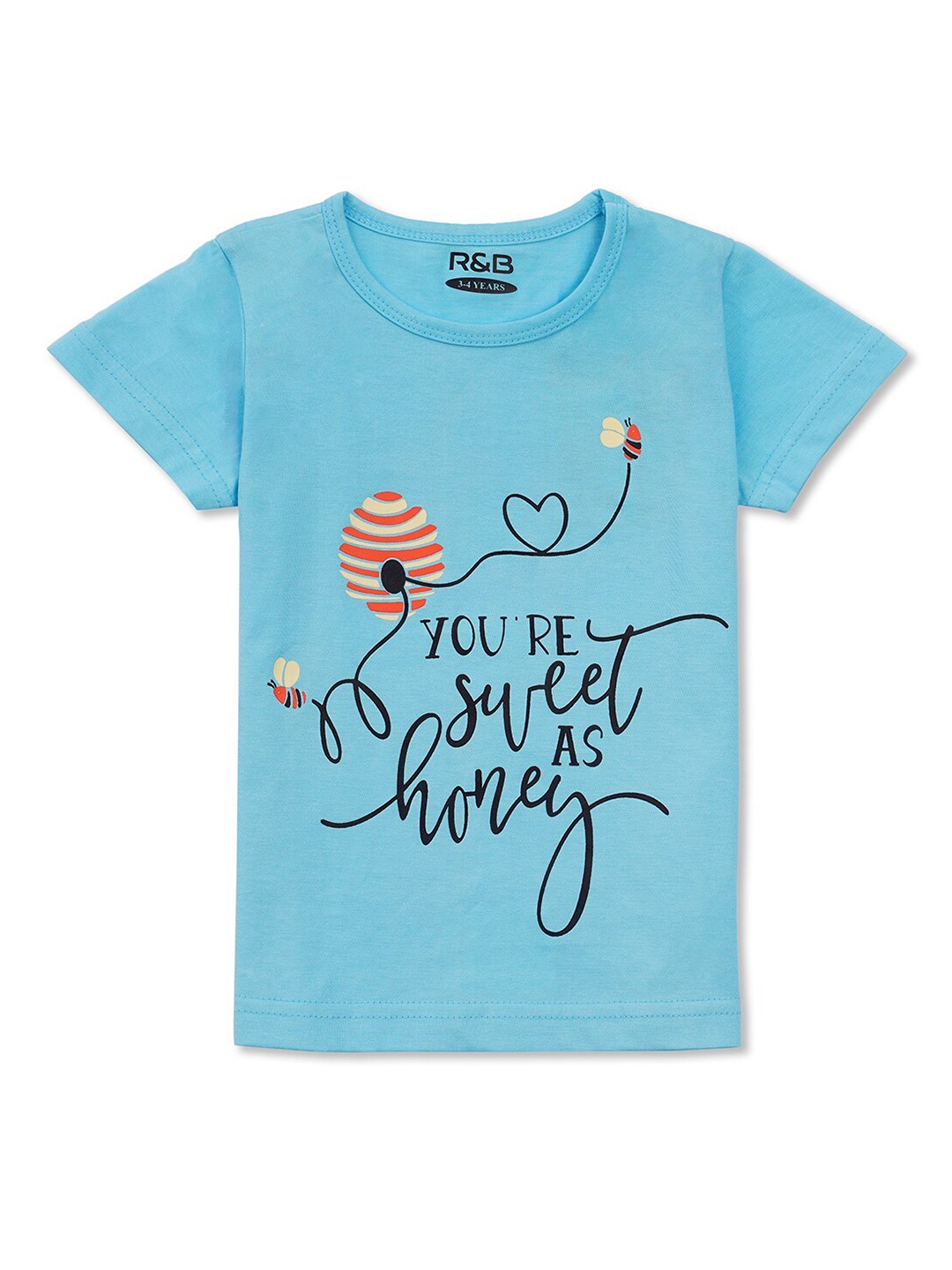 

R&B Girls Blue Typography Printed T-shirt