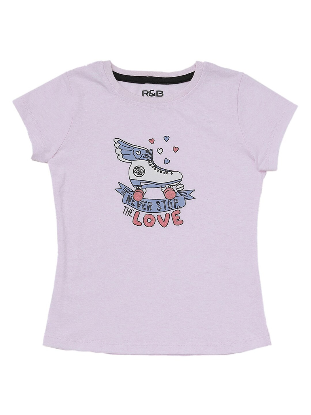 

R&B Girls Pink Printed Cotton T-shirt