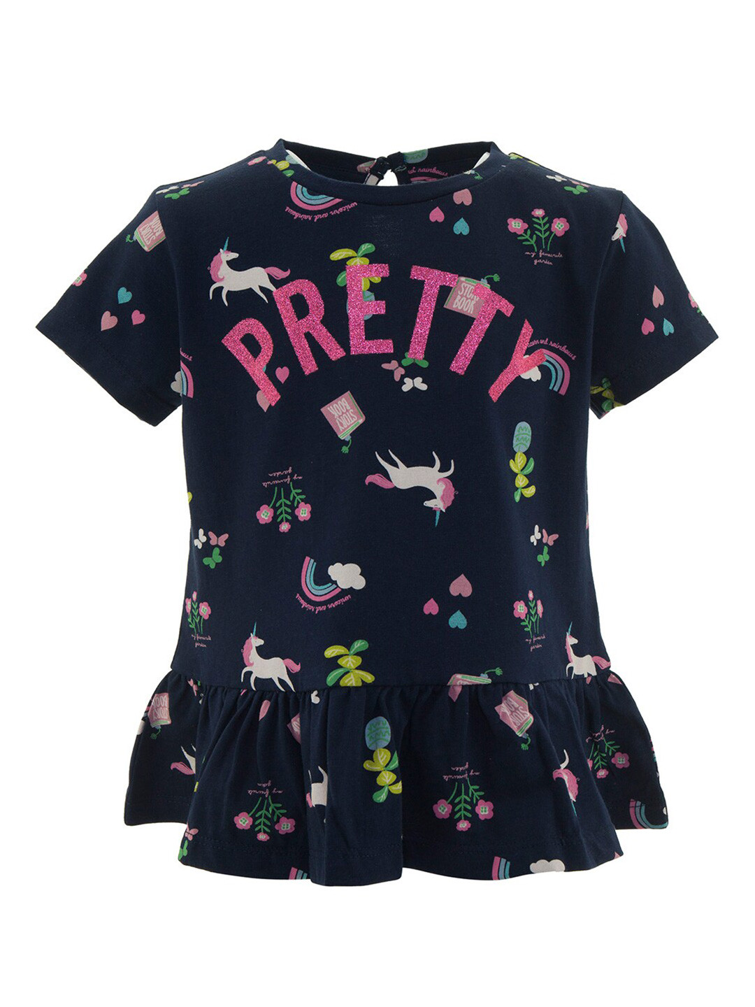 

R&B Black Print Peplum Top
