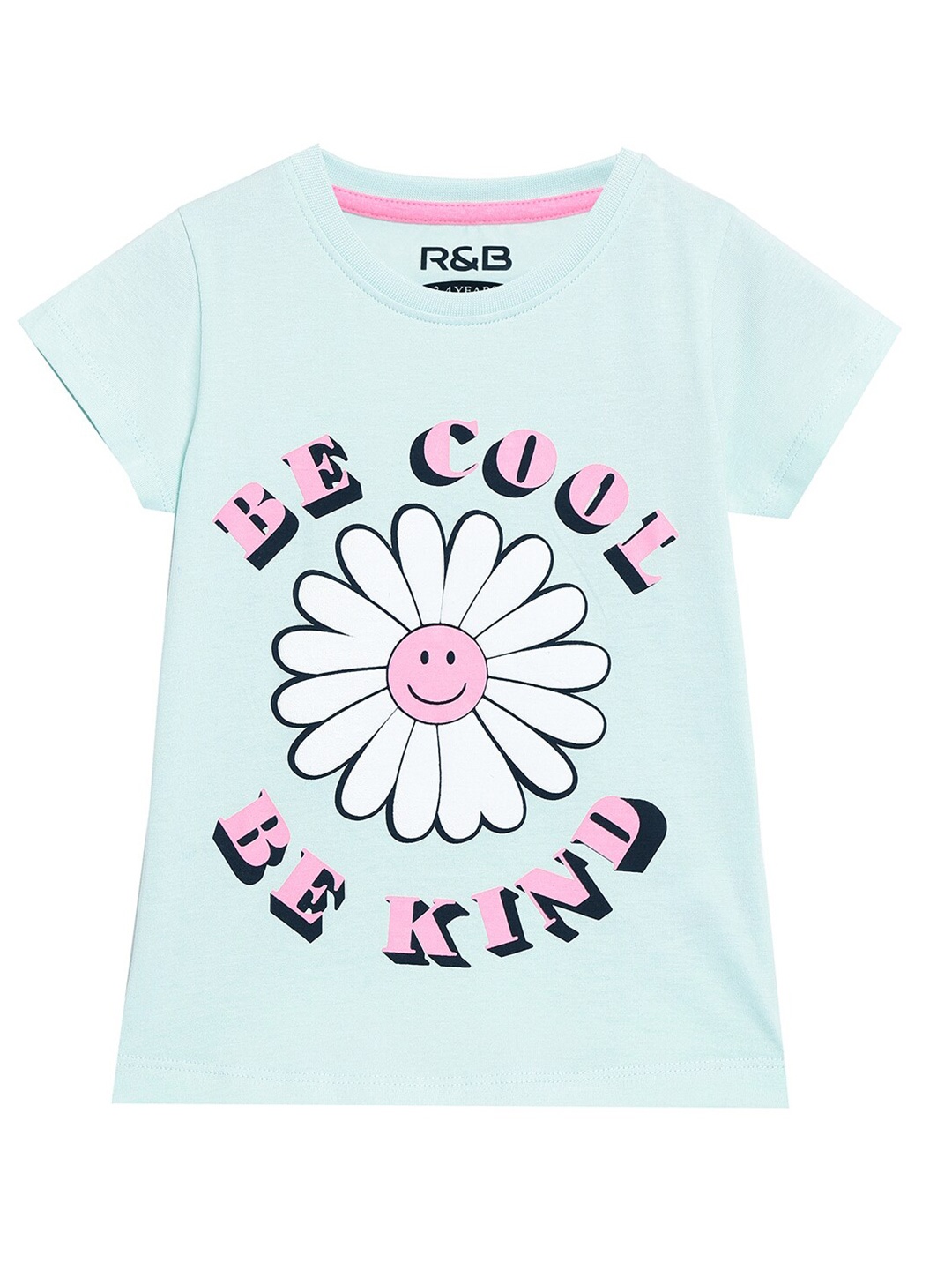 

R&B Girls Green Printed Cotton T-shirt