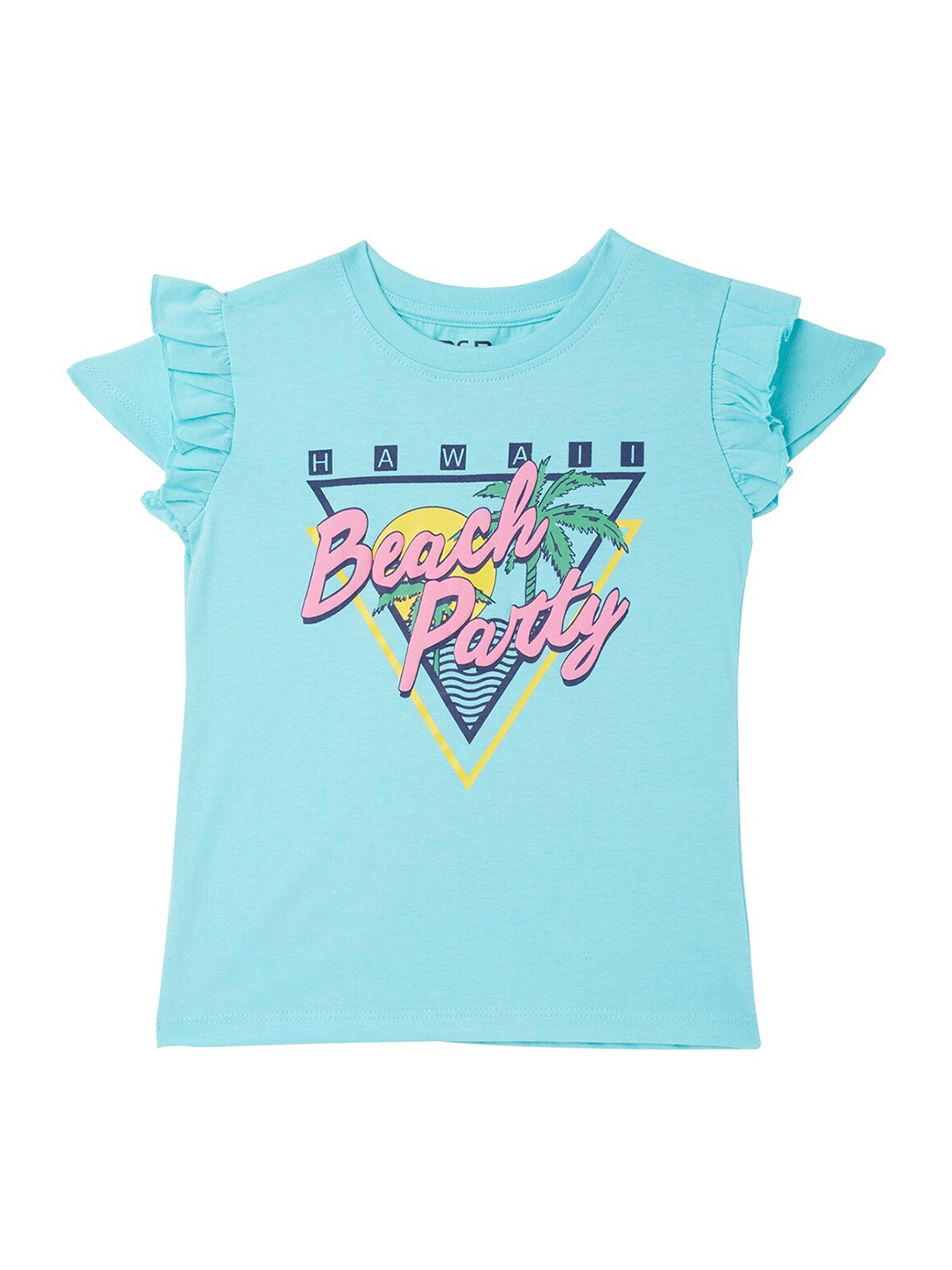 

R&B Girls Green Printed Cotton T-shirt