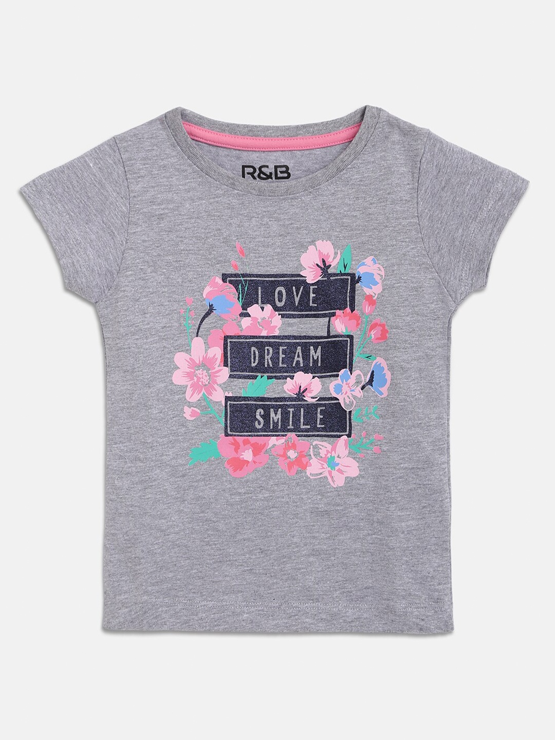 

R&B Girls Grey Typography Printed T-shirt