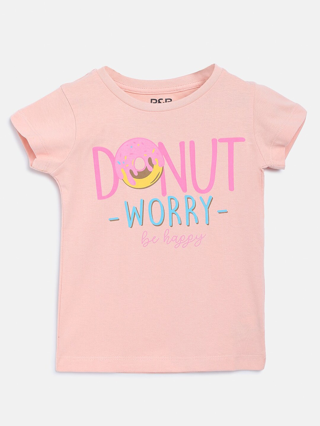 

R&B Girls Peach-Coloured Typography Printed Cotton T-shirt