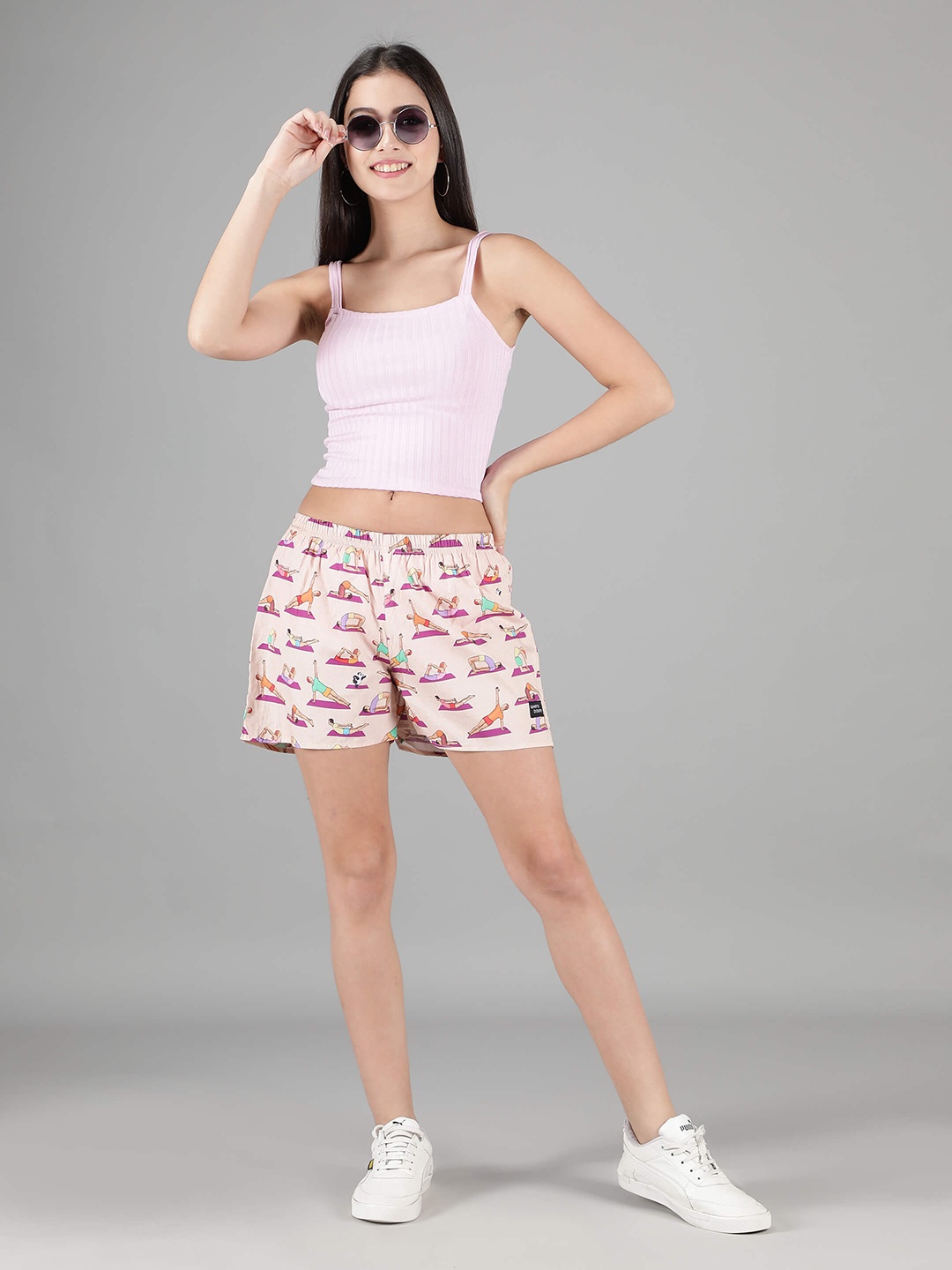 

wHAT'S DOwn Women Beige Printed Lounge Shorts