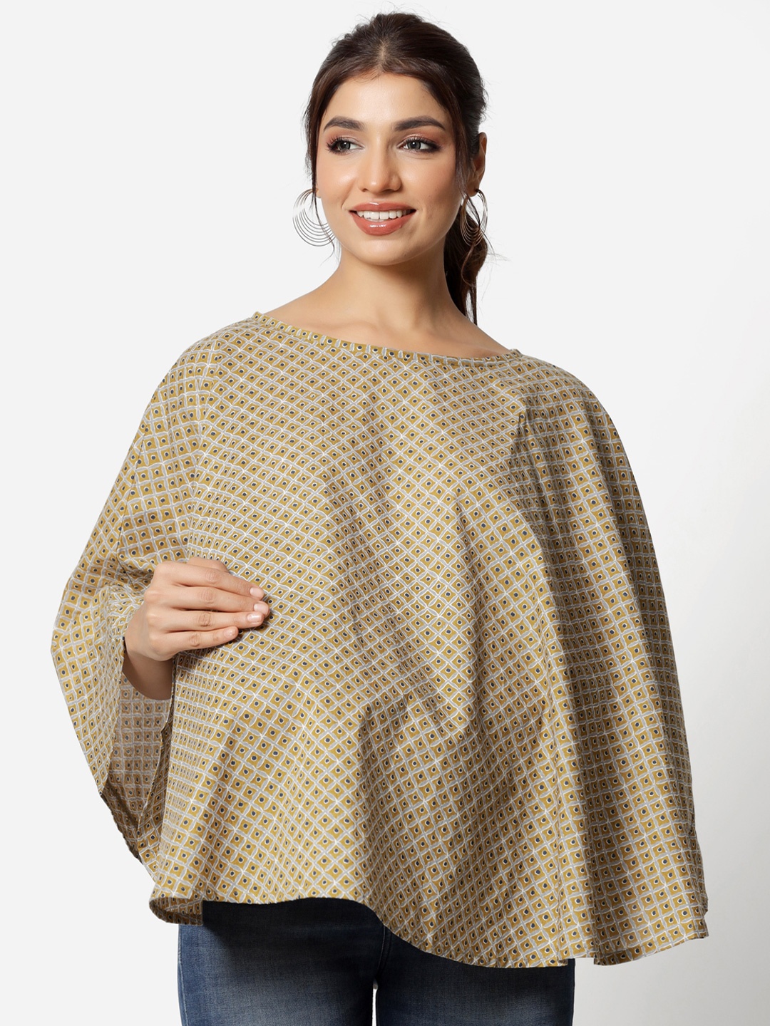 

CRAFIQA Women Brown & Blue Printed Feeding Nursing Cover