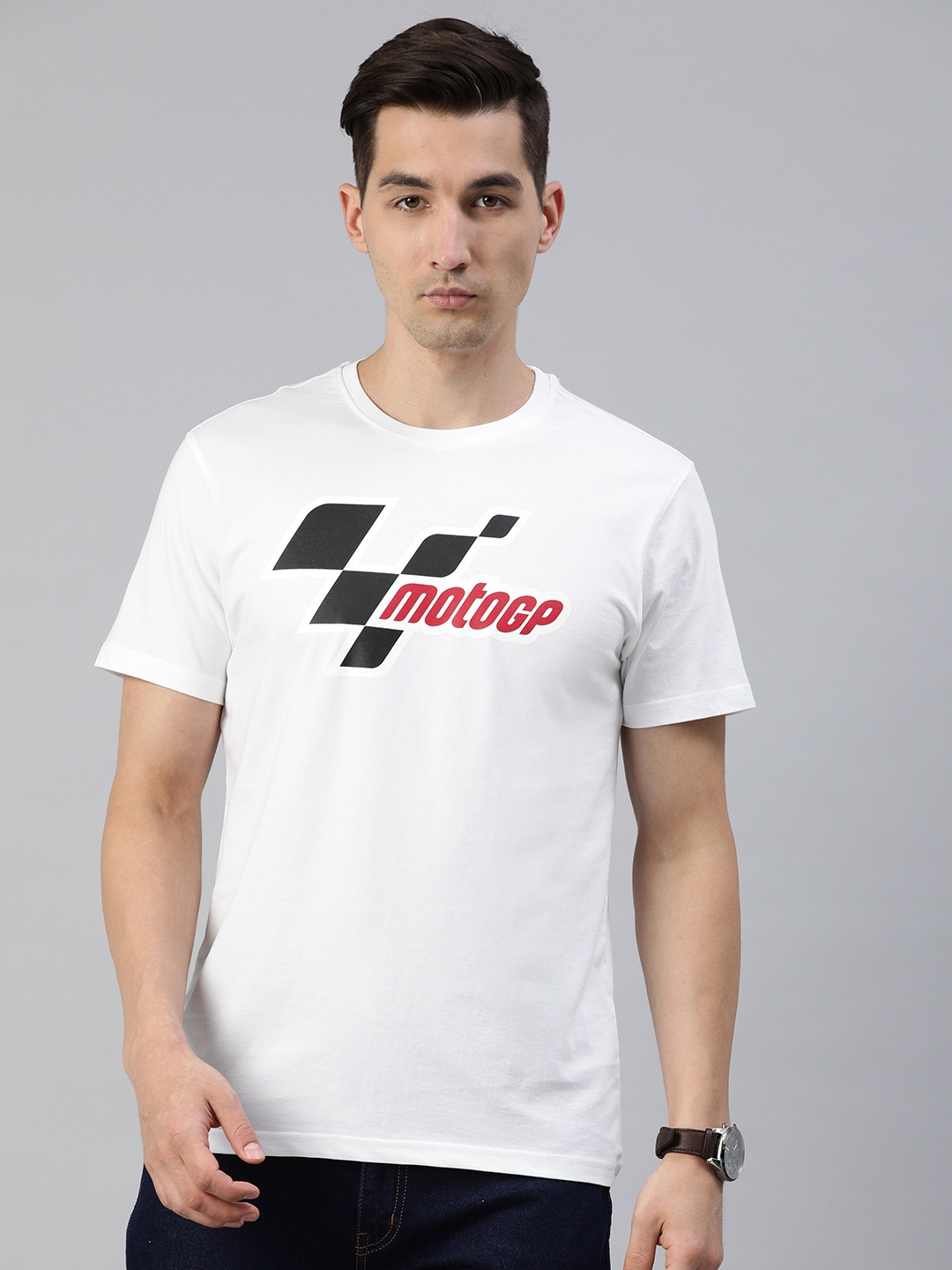 

MotoGP Men White Classic Crest Printed T-shirt