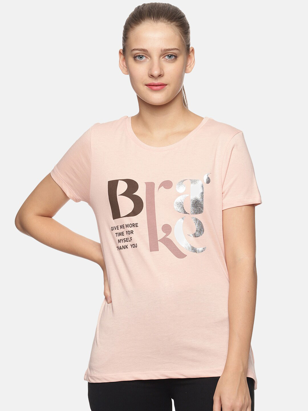 

DAiSY Women Pink Printed Cotton T-shirt
