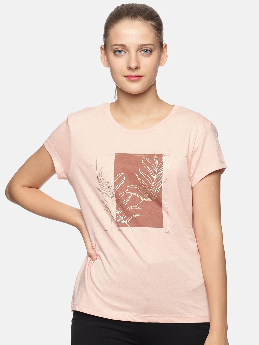 

DAiSY Women Pink Printed Cotton T-shirt