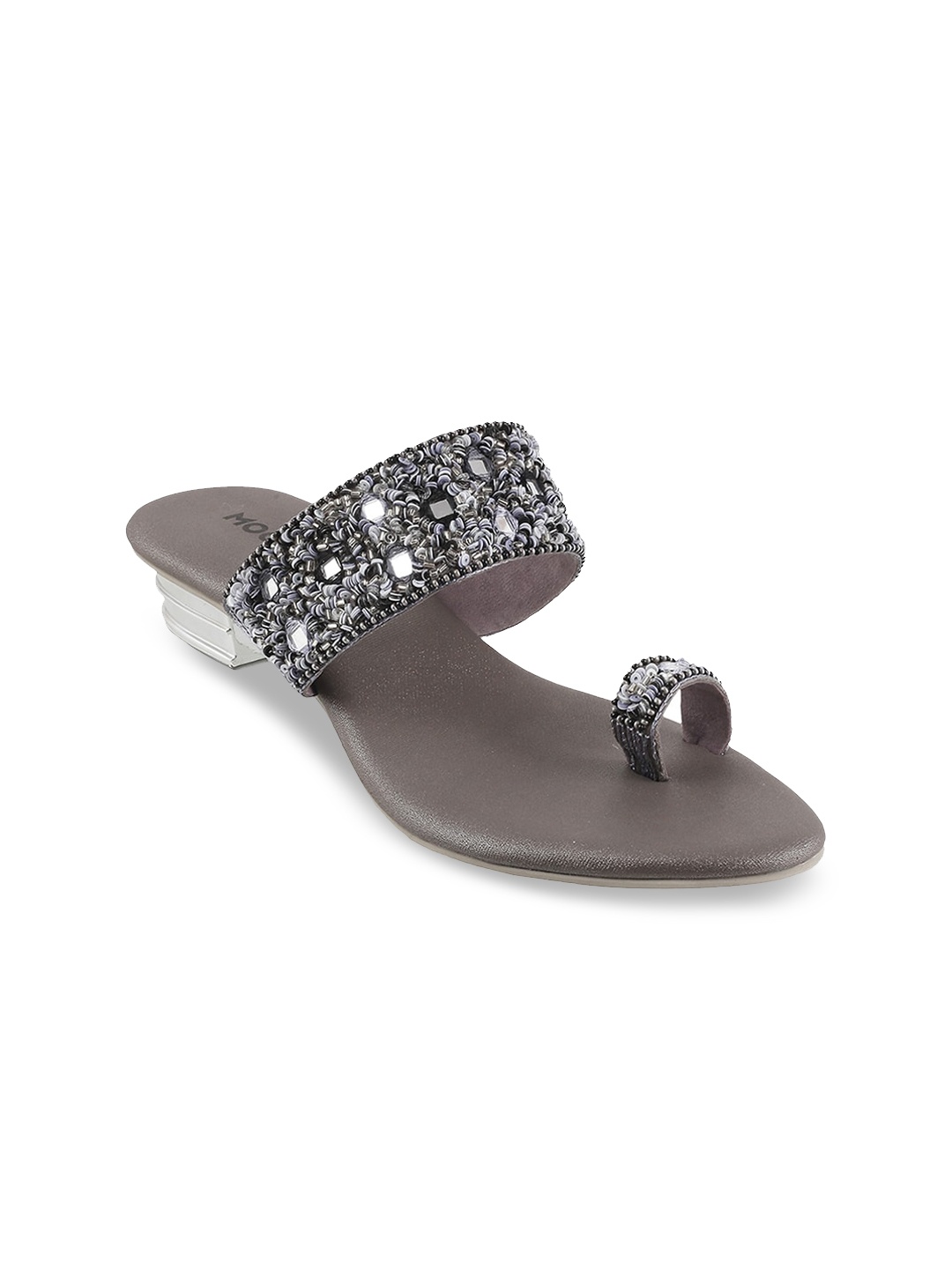 

Mochi Grey Embellished Ethnic Platform Heels
