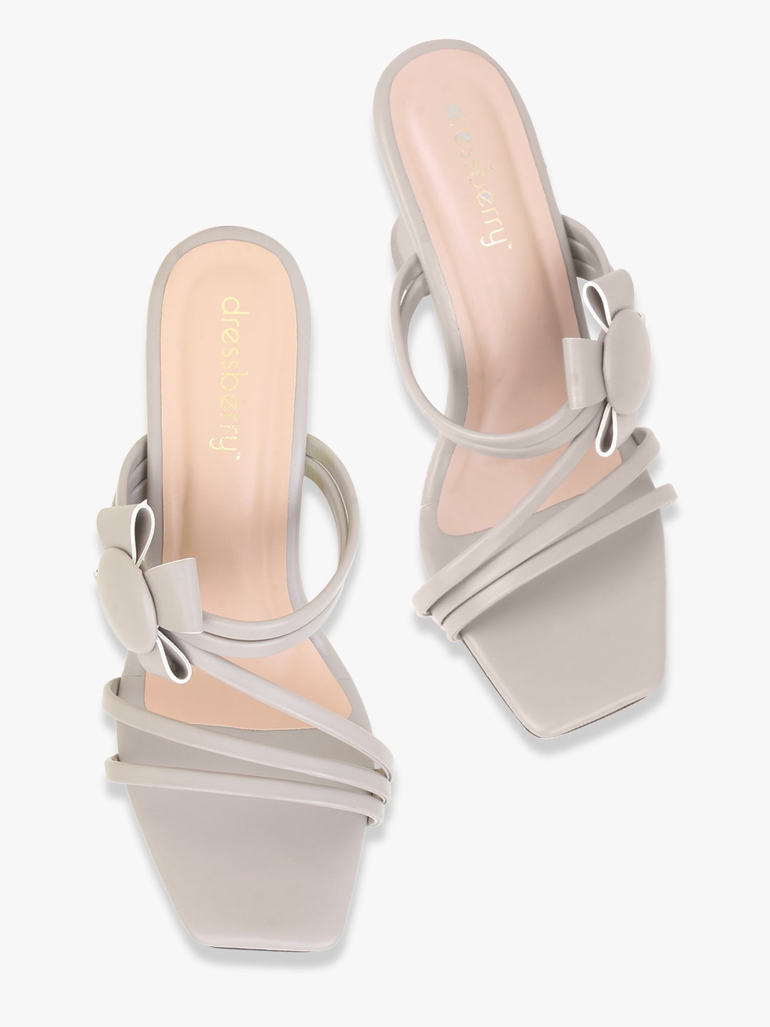 

DressBerry Nude-Coloured Party Block Pumps with Bows