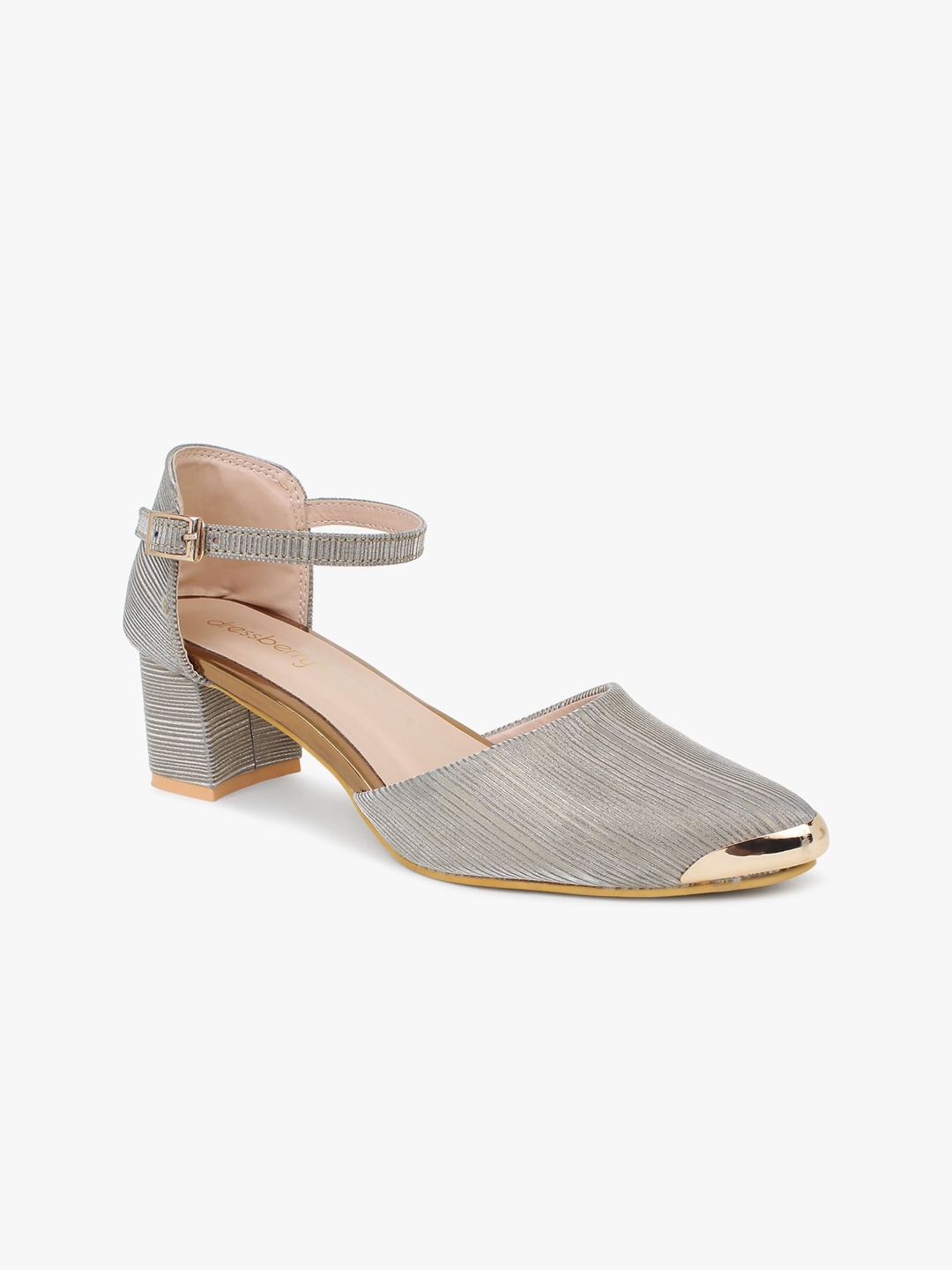 

DressBerry Grey Block Mules Heel