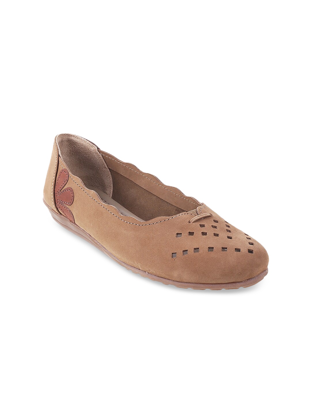 

Mochi Women Beige Laser Cuts Ballerinas Flats