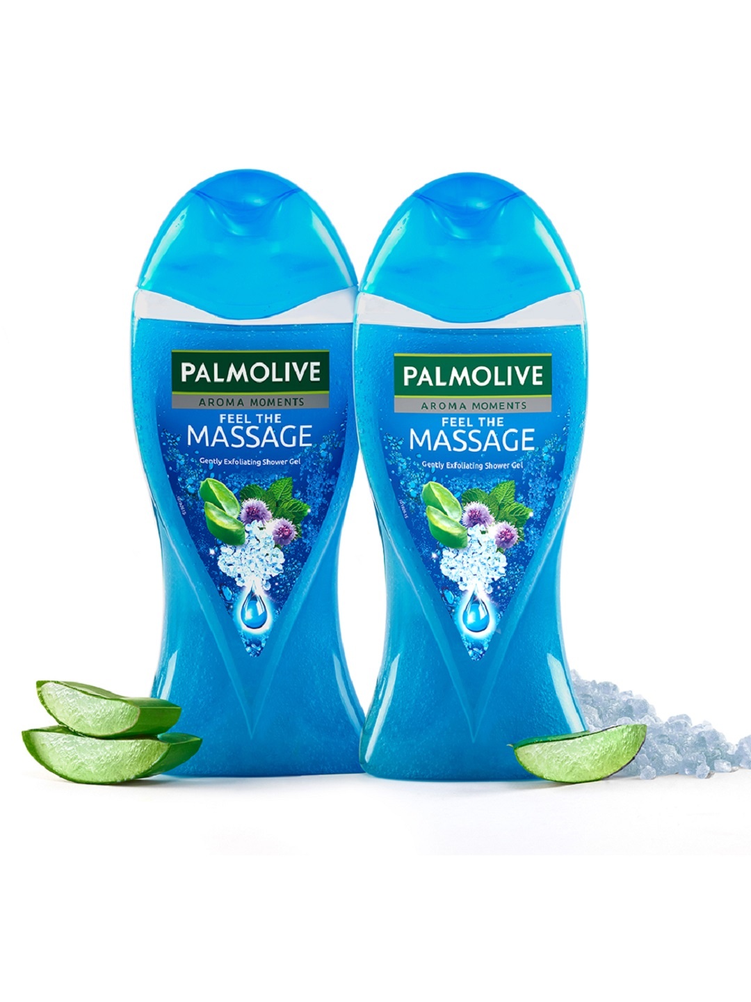 

Palmolive 2-Pcs Feel The Massage Gently Exfoliating Shower Gel with Aloevera - 250 ml each, Blue
