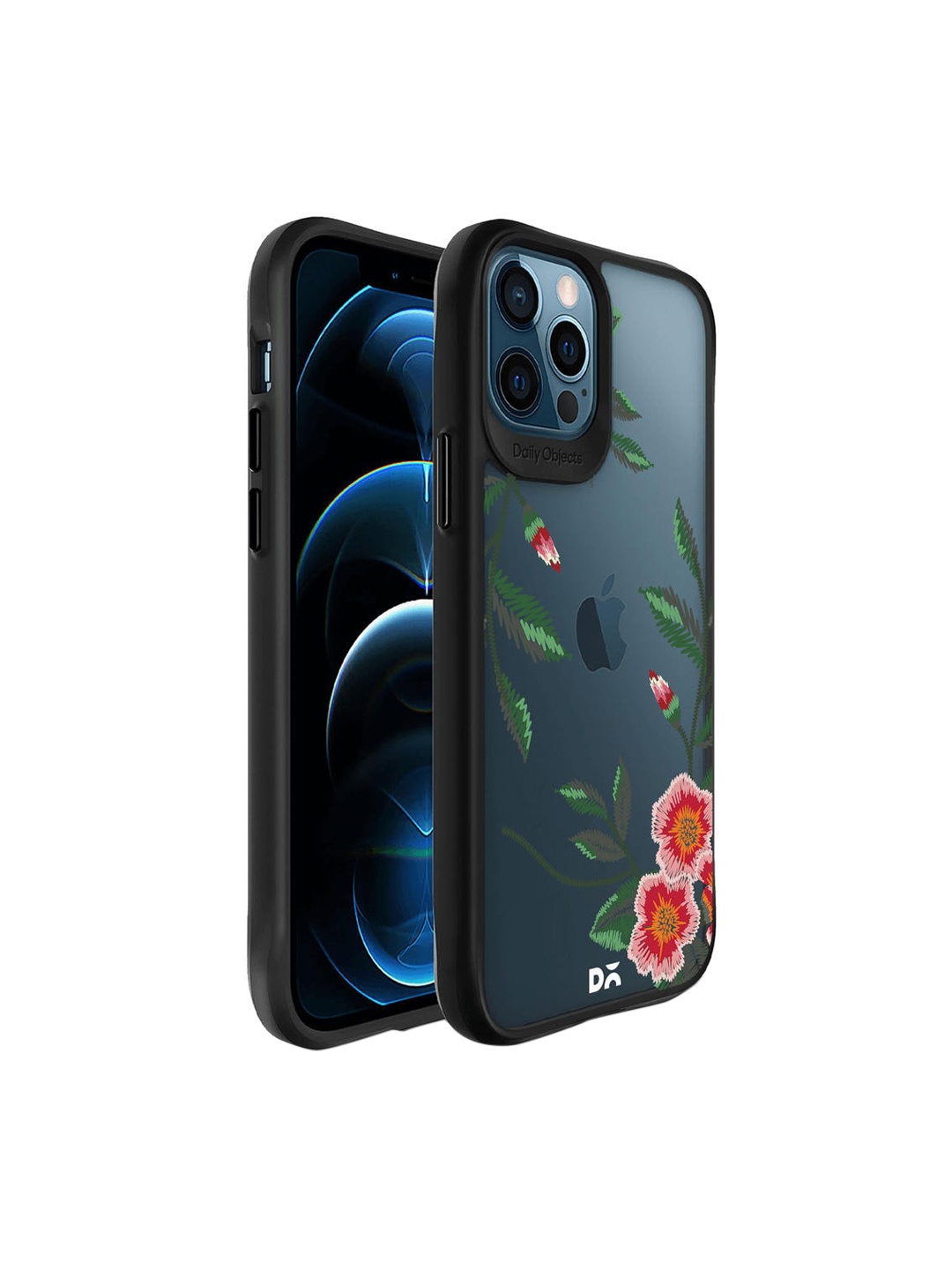 

DailyObjects Deep Blue Printed Flower Embroidery iPhone 12 Pro Phone Case