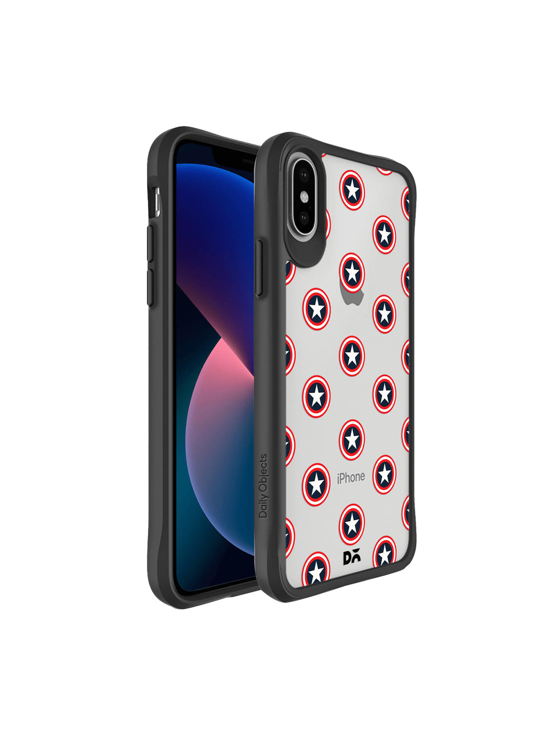 

DailyObjects Grey & Red Captain Star Icon Black Hybrid Clear iPhone XS Max Phone Case