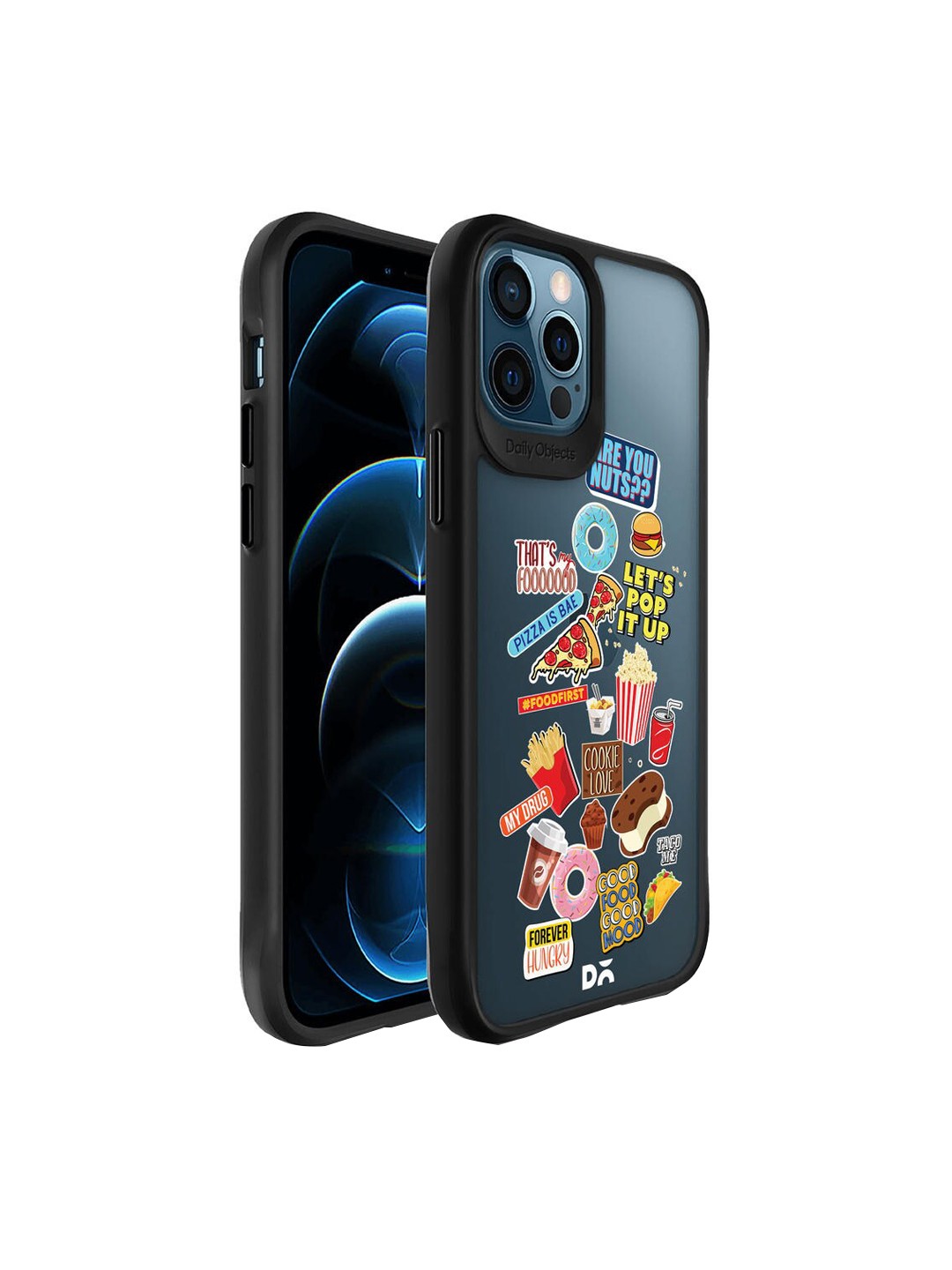 

DailyObjects Black Printed Food Coma Hybrid Clear iPhone 12 Pro Phone Case