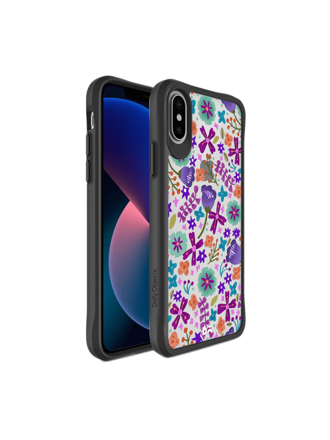 

DailyObjects Tranparent & Purple Printed iPhone XS Max Back Case Cover, Transparent