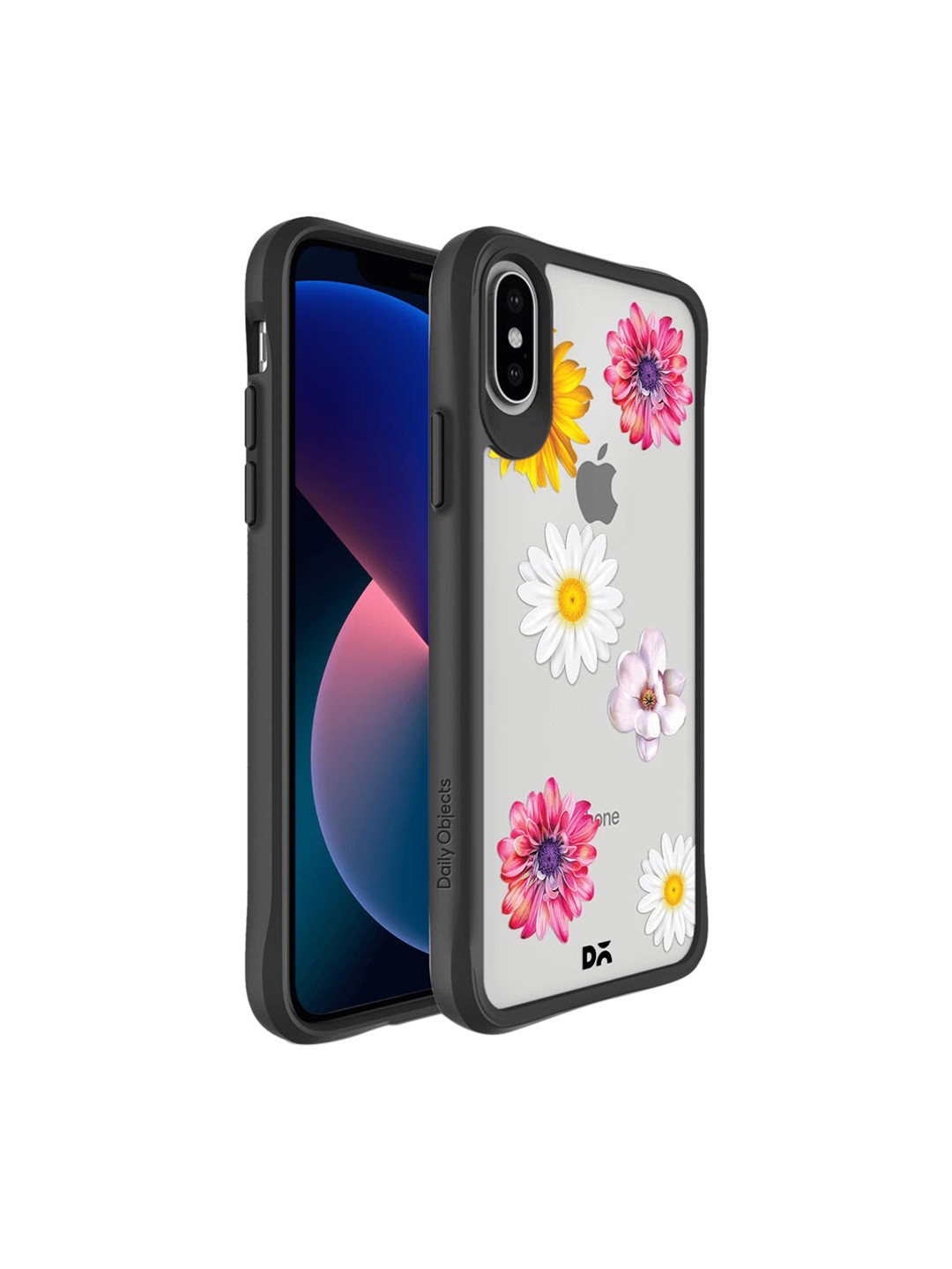 

DailyObjects Transparent Printed Flowers Black Hybrid iPhone X Phone Case Cover
