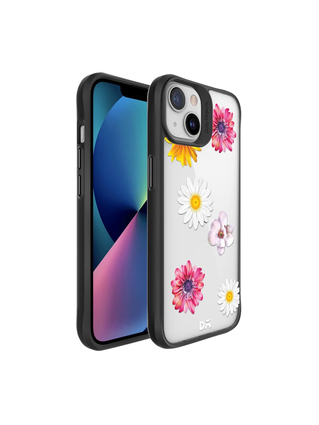 

DailyObjects Black & Pink Flower Printed iPhone 13 Back Case Cover