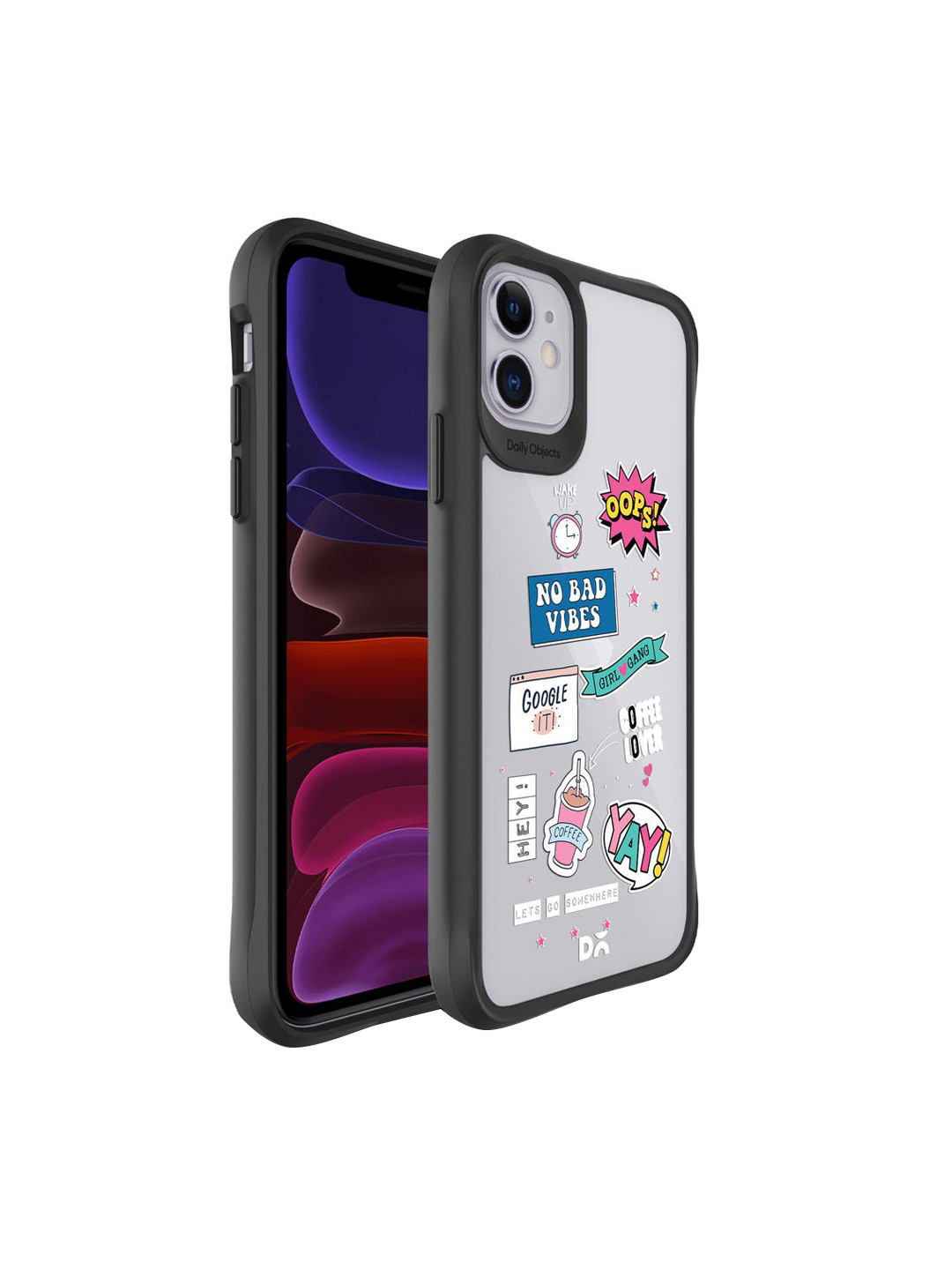 

DailyObjects Transparent & White Printed Attitude Black Hybrid Clear iPhone 11 Phone Back Case