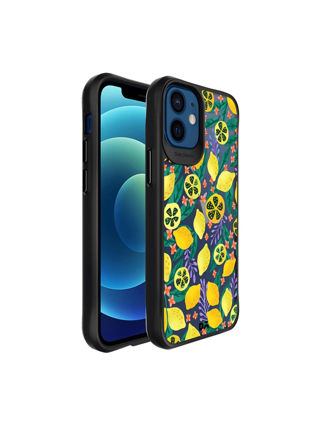 

DailyObjects Black & Yellow Lemony Leafy Printed iPhone 12 Mini Back Case