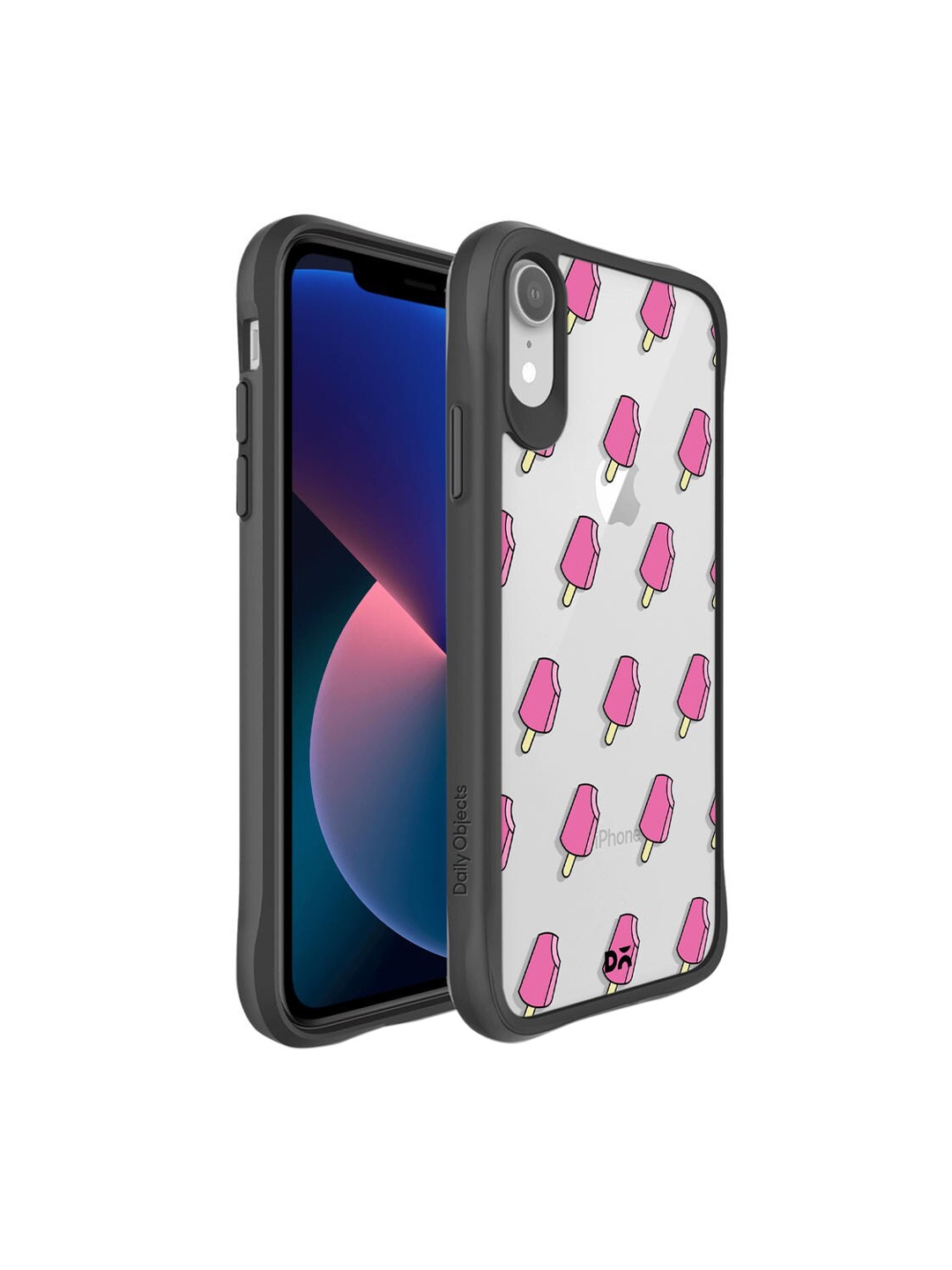 

DailyObjects Unisex Black & Pink Ice Candy Icon Hybrid iPhone XR Clear Case Cover