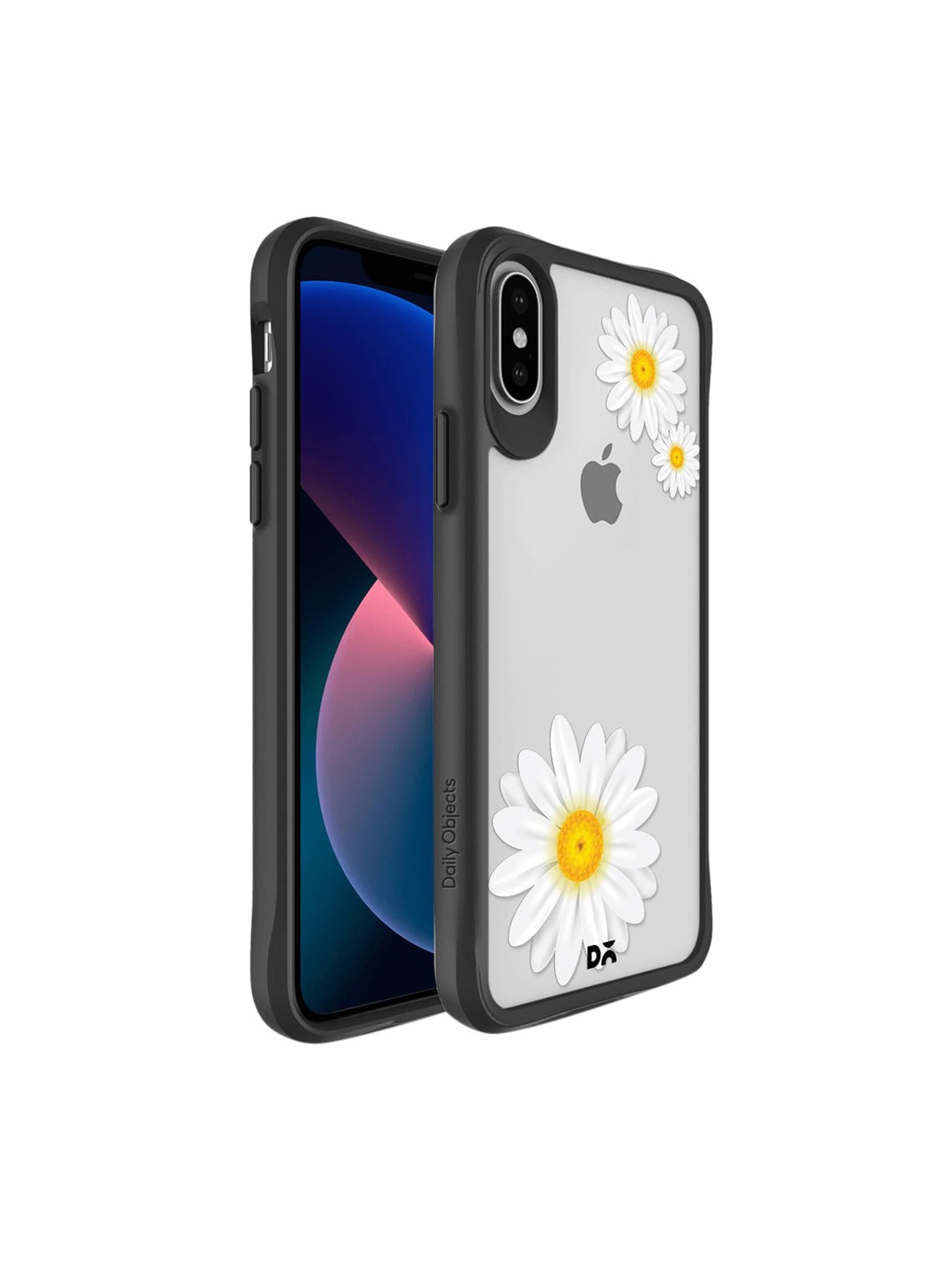 

DailyObjects Transparent & White Printed Three Daisies Black Hybrid Clear iPhone XS Phone Back Case