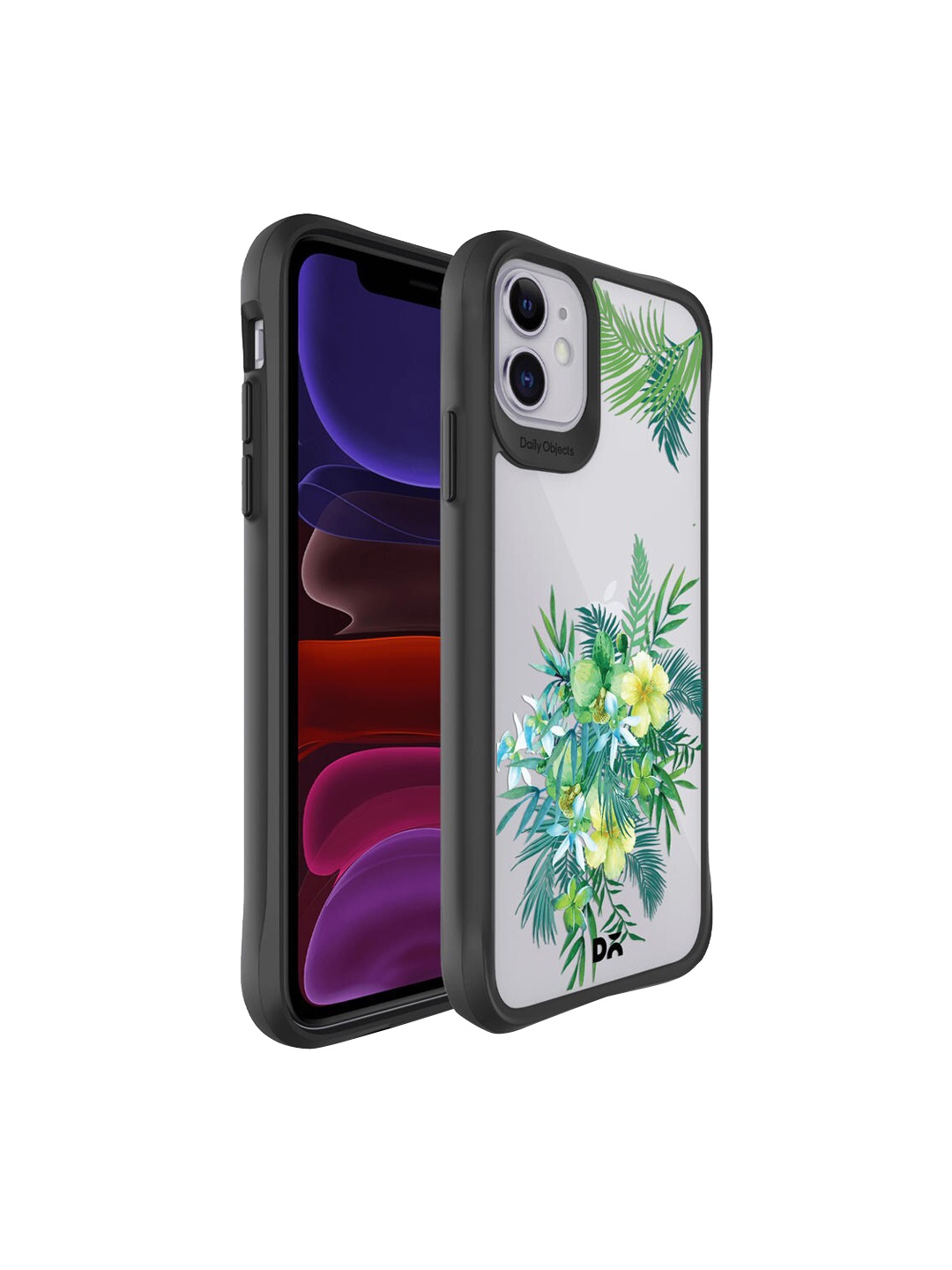 

DailyObjects Black & Green Ferns & Flowers Printed iPhone 11 Back Case