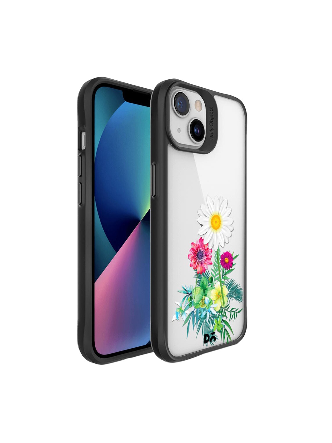 

DailyObjects Black & Green Clear Flowers & Daisy Printed iPhone 13 Back Case
