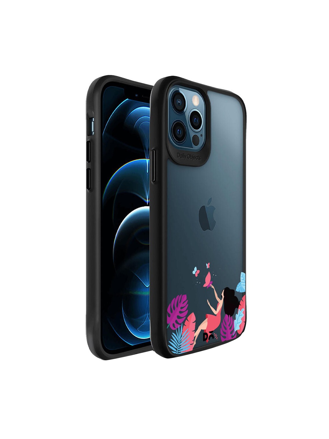 

DailyObjects Transparent & Black Printed Hybrid Clear Case Cover For iPhone 12 Pro