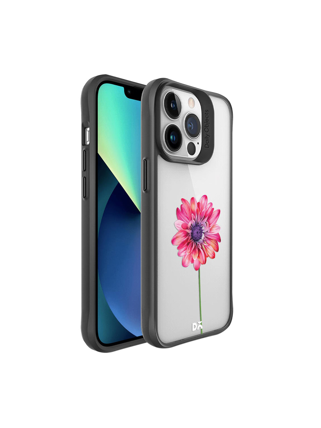 

DailyObjects Pink & Purple Floral Printed Hybrid Clear iPhone 13 Pro Phone Case