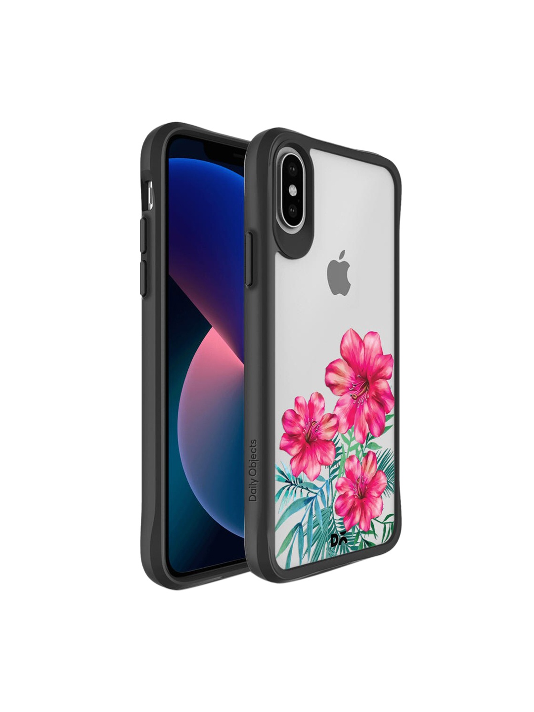 

DailyObjects Transparent & Black Printed Hybrid Clear Case Cover For iPhone X